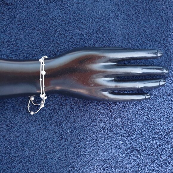 Vintage 925 Sterling Silver Two-Layer Beads Ball Bracelet – 8.75" - Picture 3 of 10